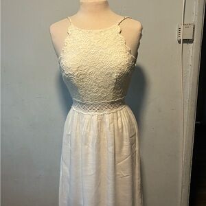 BCX Strapless White Lace Dress